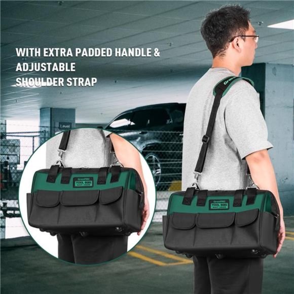 GREN PRO 18 inch Tool Bag with Adjustable Shoulder Strap, Waterproof Tools Bag - Picture 7 of 7